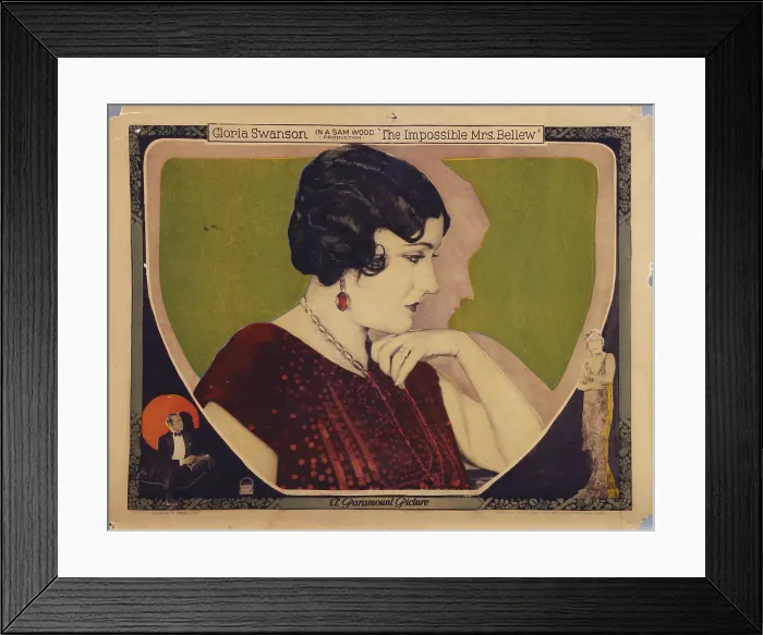 Framed Print : THE IMPOSSIBLE MRS. BELLEW, Gloria Swanson on lobbycard, 1922 Framed Print : THE IMPOSSIBLE MRS. BELLEW, Gloria Swanson on lobbycard, 1922