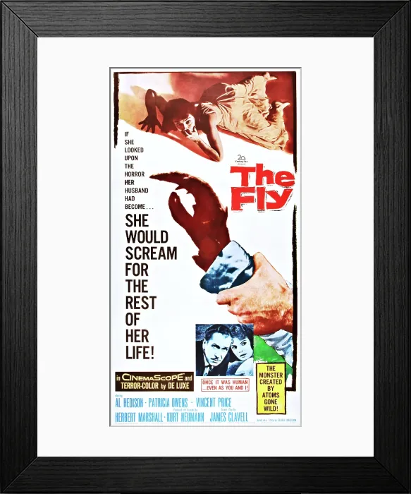 Framed Print : THE FLY, top: Patricia Owens, inset l-r: Vincent Price, Patricia Owens on poster art, 1958, TM and Copyright 20th Century Fox Film Corp Framed Print : THE FLY, top: Patricia Owens, inset l-r: Vincent Price, Patricia Owens on poster art, 1958, TM and Copyright 20th Century Fox Film Corp