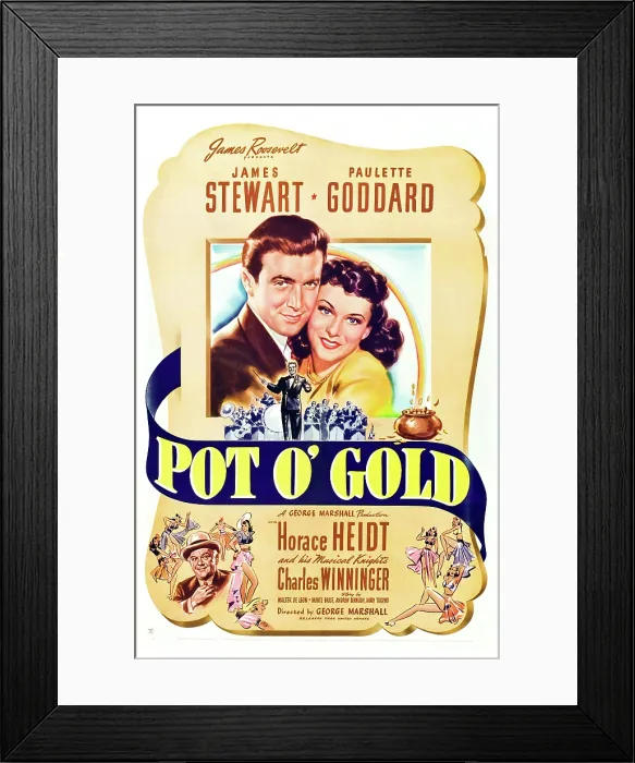 Framed Print : POT O GOLD, from left: James Stewart, Paulette Goddard, bottom left: Charles Winninger, 1941 Framed Print : POT O GOLD, from left: James Stewart, Paulette Goddard, bottom left: Charles Winninger, 1941