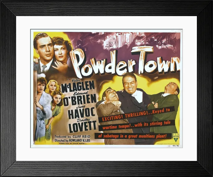 Framed Print : POWDER TOWN, top left from left: Edmond O'Brien, June Havoc, bottom right center: Victor McLaglen, 1942 Framed Print : POWDER TOWN, top left from left: Edmond O'Brien, June Havoc, bottom right center: Victor McLaglen, 1942
