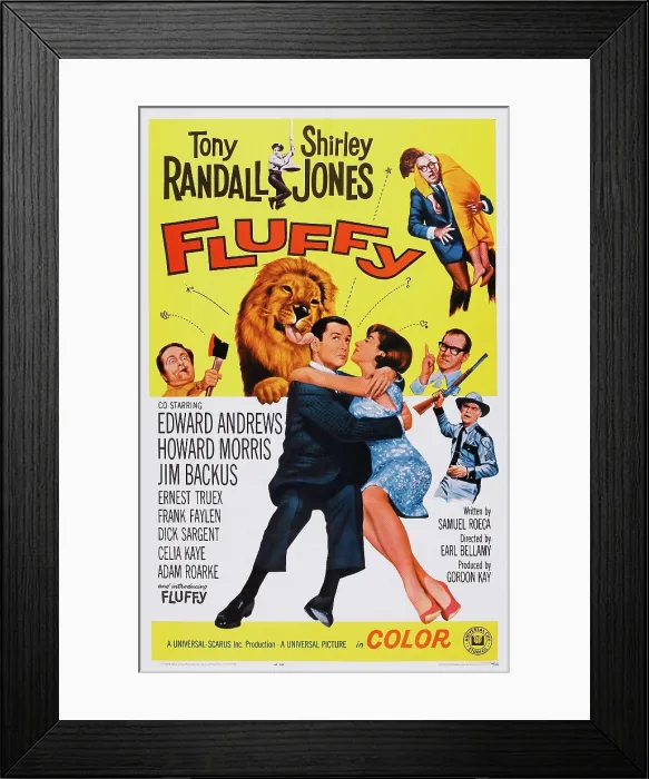 Framed Print : FLUFFY, US poster, Howard Morris (axe), embracing from left: Tony Randall, Shirley Jones, 1965 Framed Print : FLUFFY, US poster, Howard Morris (axe), embracing from left: Tony Randall, Shirley Jones, 1965