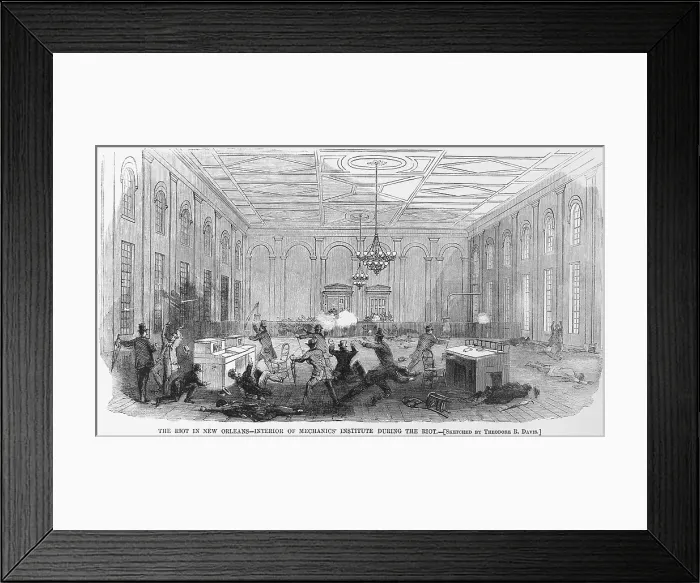 Framed Print : In July 30, 1866, delagates met at the reconvened Louisiana Constitutional Convention, to replace the 1864 Constitution which enfranchised only white men