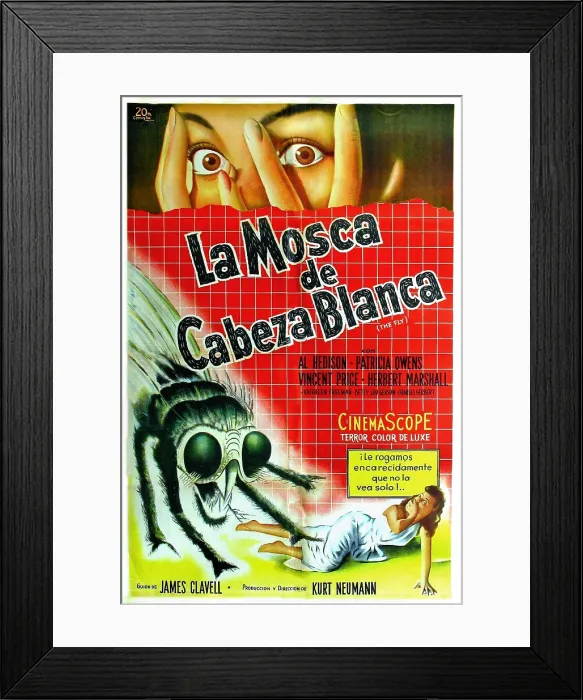Framed Print : THE FLY, Patricia Owens (top and lower right) on Italian poster art, 1958, TM and Copyright 20th Century Fox Film Corp. All rights reserved / courtesy Everett Collection