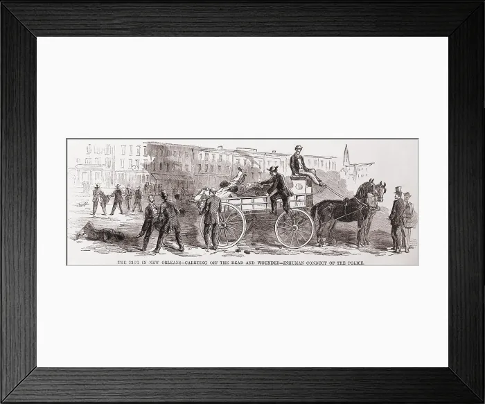 Framed Print : Aftermath of riot in New Orleans, July 30, 1866. Carrying off the dead and wounded. 34 blacks and 3 white Radicals were killed (BSLOC_2019_6_6)