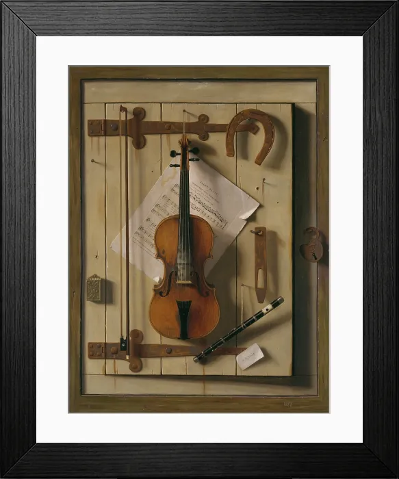 Framed Print : STILL LIFE - VIOLIN AND MUSIC, by William Michael Harnett, 1888, American painting, oil on canvas
