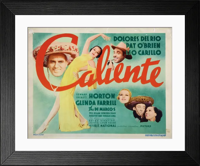 Framed Print : IN CALIENTE, lobbycard, Pat O'Brien, Dolores Del Rio, Leo Carillo, Glenda Farrell, Edward Everett Horton, Wini Shaw, 1935 Framed Print : IN CALIENTE, lobbycard, Pat O'Brien, Dolores Del Rio, Leo Carillo, Glenda Farrell, Edward Everett Horton, Wini Shaw, 1935