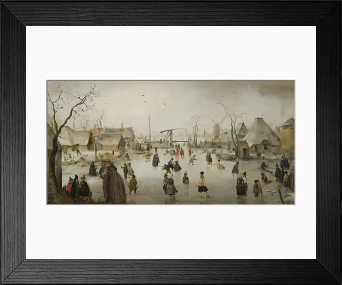 Framed Print : Ice-skating in a Village, by Hendrick Avercamp, 1610, Dutch painting, oil on panel. Village scene in winter with many figures skating on the ice Framed Print : Ice-skating in a Village, by Hendrick Avercamp, 1610, Dutch painting, oil on panel. Village scene in winter with many figures skating on the ice