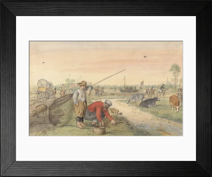 Framed Print : Fishermen with Nets along a Towpath, by Hendrick Avercamp, 1595-1634, Dutch watercolor painting Framed Print : Fishermen with Nets along a Towpath, by Hendrick Avercamp, 1595-1634, Dutch watercolor painting