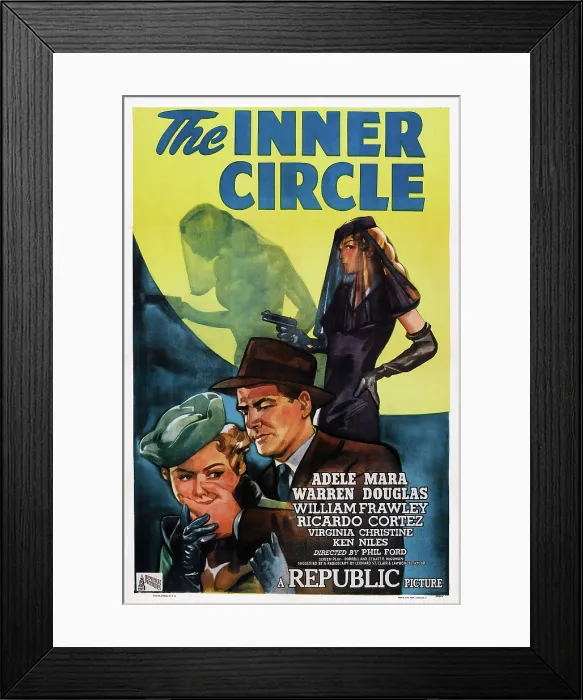 Framed Print : THE INNER CIRCLE, US poster, bottom from left: Adele Mara, Warren Douglas, 1946 Framed Print : THE INNER CIRCLE, US poster, bottom from left: Adele Mara, Warren Douglas, 1946