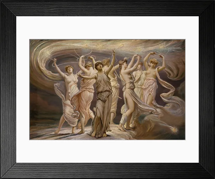 Framed Print : THE PLEIADES, by Elihu Vedder, 1885, American painting, oil on canvas. The Pleiades of Greek mythology, were the seven divine daughters of titan Atlas and the nymph Pleione