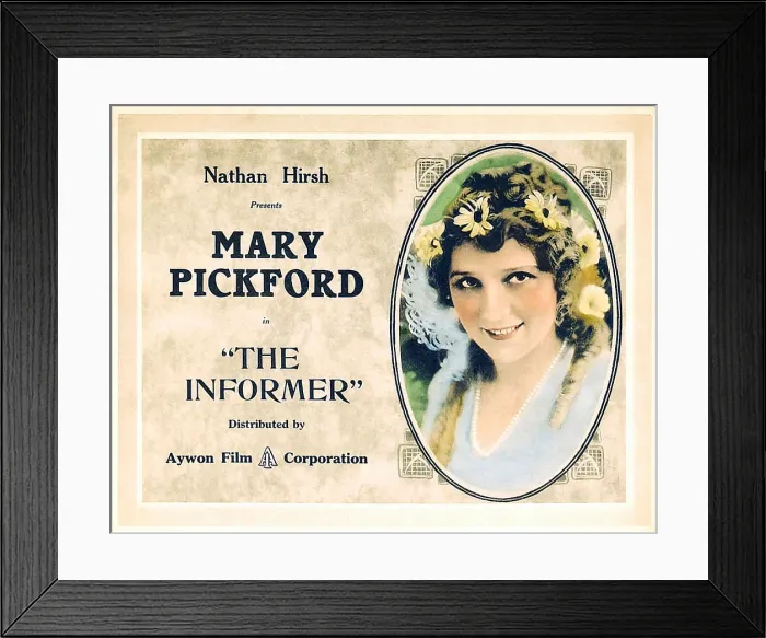 Framed Print : THE INFORMER, Mary Pickford on a re-issue title card (circa 1920s), 1912