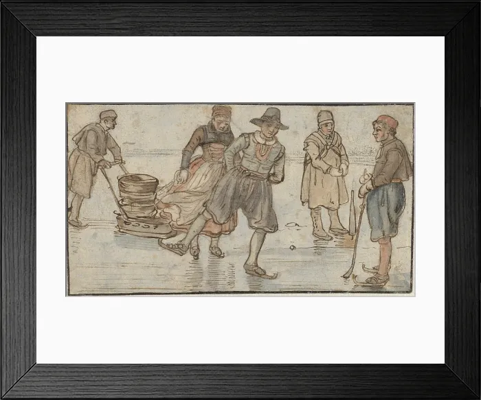 Framed Print : Skaters and Kolf-players on the Ice, by Hendrick Avercamp, 1615-34, Dutch watercolor painting