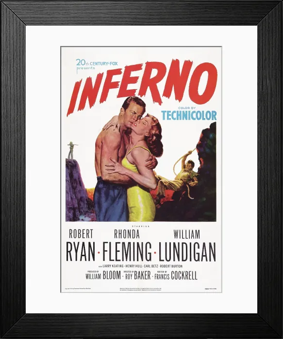 Framed Print : INFERNO, US poster art, from left: William Lundigan, Rhonda Fleming, Robert Ryan, 1953. TM & Copyright 20th Century Fox Film Corp. All rights reserved / courtesy Everett Collection