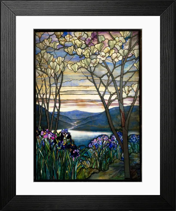 Framed Print : MAGNOLIAS AND IRISES, by Tiffany Studios, 1908, American stained glass