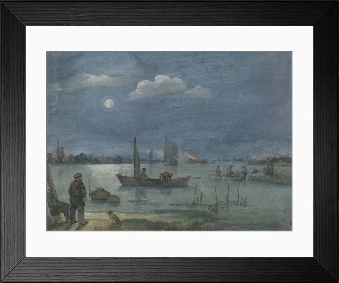 Framed Print : Fishermen by Moonlight, by Hendrick Avercamp, 1595-1634, Dutch drawing, ink on paper Framed Print : Fishermen by Moonlight, by Hendrick Avercamp, 1595-1634, Dutch drawing, ink on paper