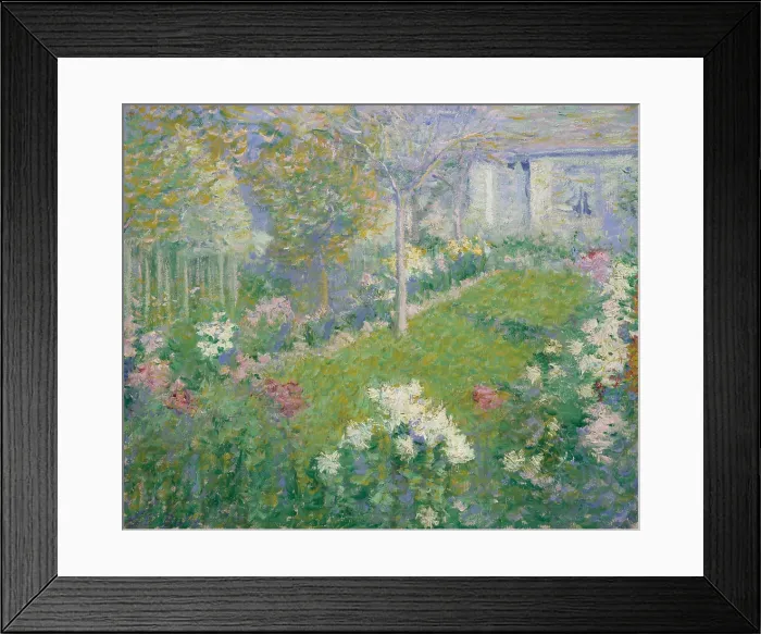 Framed Print : UN JARDIN, MAISON BAPTISTE, by Theodore Earl Butler, 1895, American painting, oil on canvas