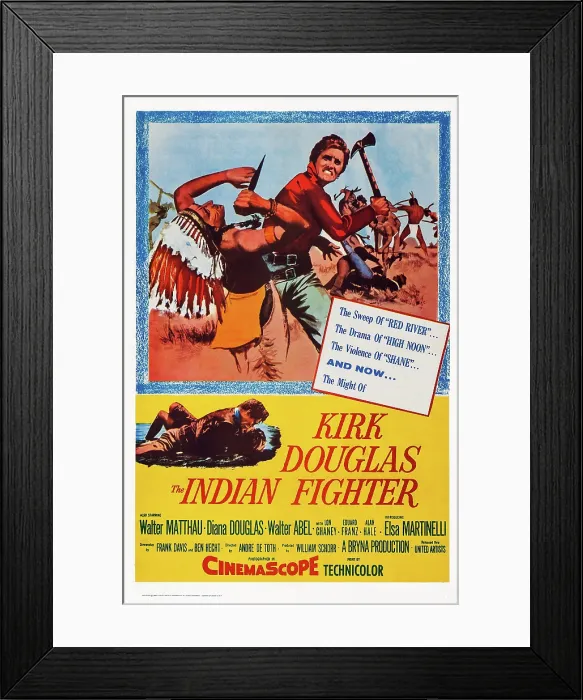 Framed Print : THE INDIAN FIGHTER, US poster art, Kirk Douglas, 1955