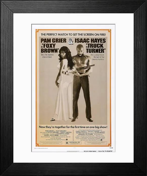 Framed Print : FOXY BROWN (on combo poster with TRUCK TURNER), l-r: Pam Grier, Isaac Hayes, 1974 Framed Print : FOXY BROWN (on combo poster with TRUCK TURNER), l-r: Pam Grier, Isaac Hayes, 1974