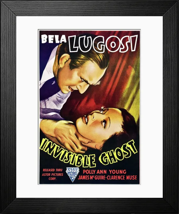 Framed Print : INVISIBLE GHOST, from left: Bela Lugosi, Polly Ann Young, one-sheet poster for the March 1, 1949 re-release, 1941