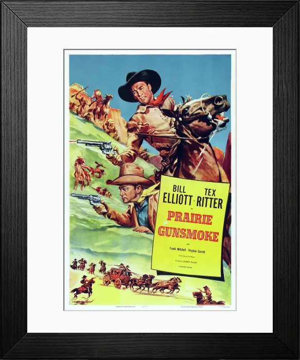 Framed Print : PRAIRIE GUNSMOKE, US poster art, from left: Tex Ritter, Bill Elliott, 1942 Framed Print : PRAIRIE GUNSMOKE, US poster art, from left: Tex Ritter, Bill Elliott, 1942