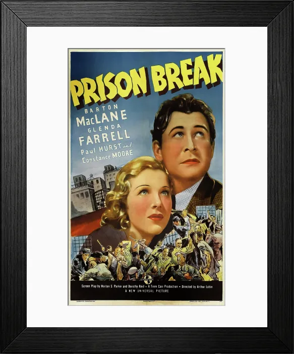 Framed Print : PRISON BREAK, US poster art, from left: Glenda Farrell, Barton MacLane, 1938 Framed Print : PRISON BREAK, US poster art, from left: Glenda Farrell, Barton MacLane, 1938