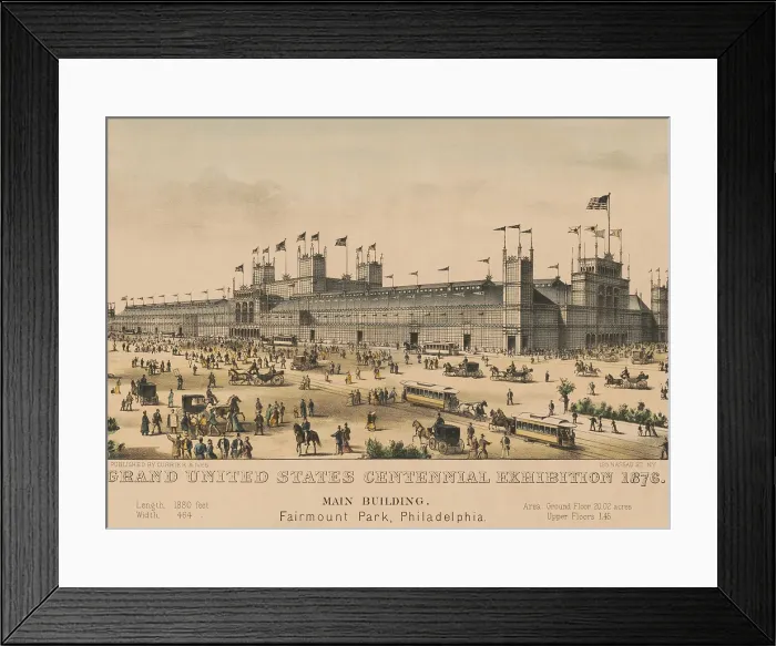 Framed Print : United States Centennial Exhibition 1876. The Main Building was designed and built by architect Henry Pettit and engineer Joseph M. Wilson