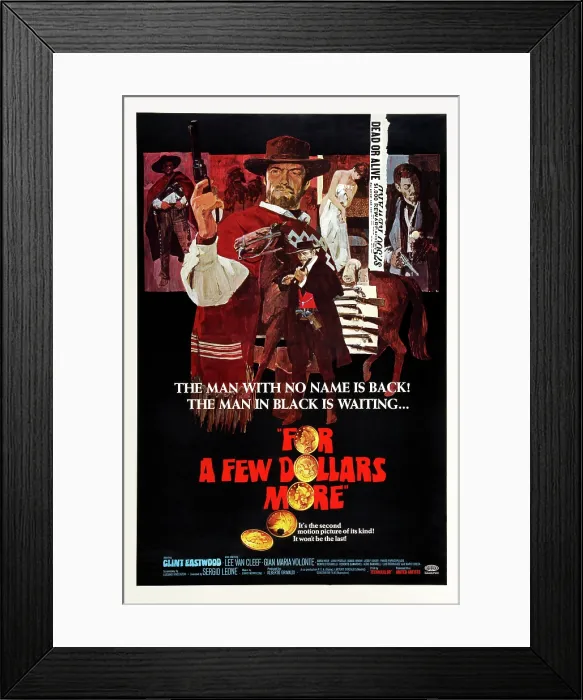 Framed Print : FOR A FEW DOLLARS MORE, (aka PER QUALCHE DOLLARO IN PIU), Lee Van Cleef (center front), Clint Eastwood (center rear), Gian Maria Volonte, 1965
