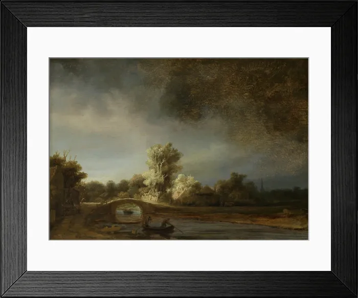 Framed Print : Landscape with a Stone Bridge, by Rembrandt van Rijn, 1638, Dutch painting, oil on panel Framed Print : Landscape with a Stone Bridge, by Rembrandt van Rijn, 1638, Dutch painting, oil on panel
