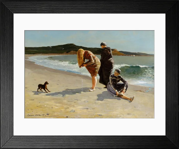 Framed Print : EAGLE HEAD, MANCHESTER MASSACHUSETTS (HIGH TIDE), by Winslow Homer, 1870, American oil painting
