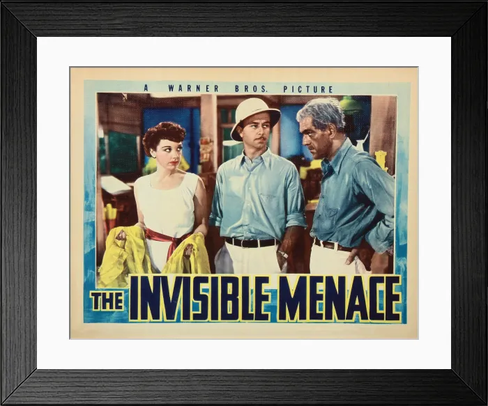 Framed Print : THE INVISIBLE MENACE, lobbycard, from left: Phyllis Barry, Harland Tucker, Boris Karloff, 1938