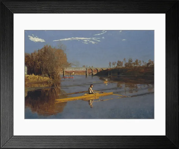 Framed Print : MAX SCHMIDT IN A SINGLE SCULL, by Thomas Eakins, 1871, American painting, oil on canvas. Subtitled, THE CHAMPION SINGLE SCULLS