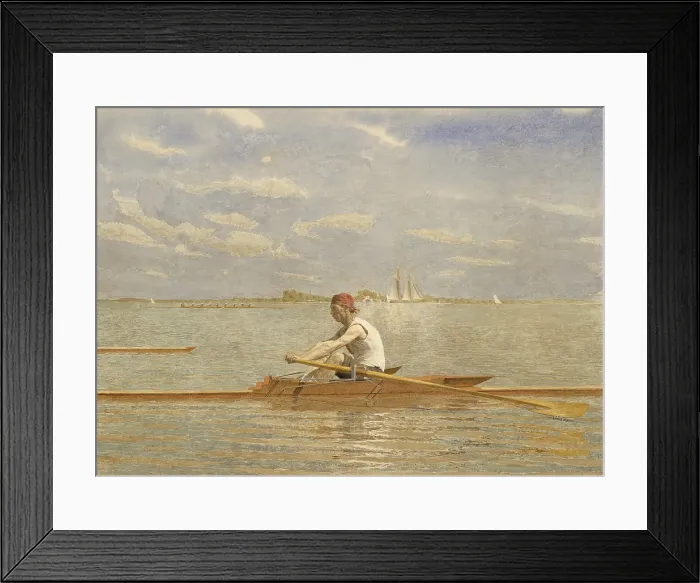 Framed Print : JOHN BIGLIN IN A SINGLE SCULL, by Thomas Eakins, 1873, American watercolor painting