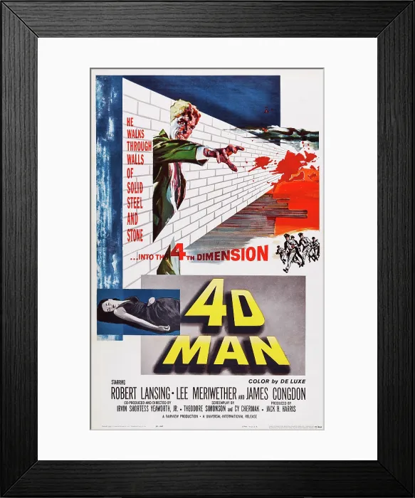 Framed Print : 4D MAN, top: Robert Lansing on poster art, 1959