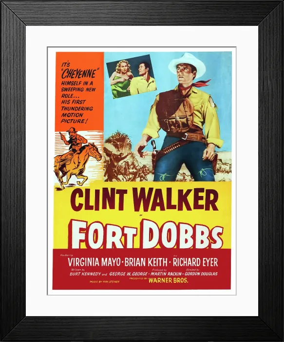 Framed Print : FORT DOBBS, US poster art, inset: Virginia Mayo, Clint Walker, 1958