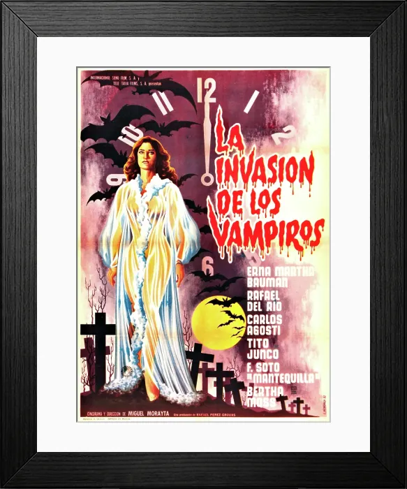 Framed Print : THE INVASION OF THE VAMPIRES, (aka LA INVASION DE LOS VAMPIROS), Mexican poster art, 1963