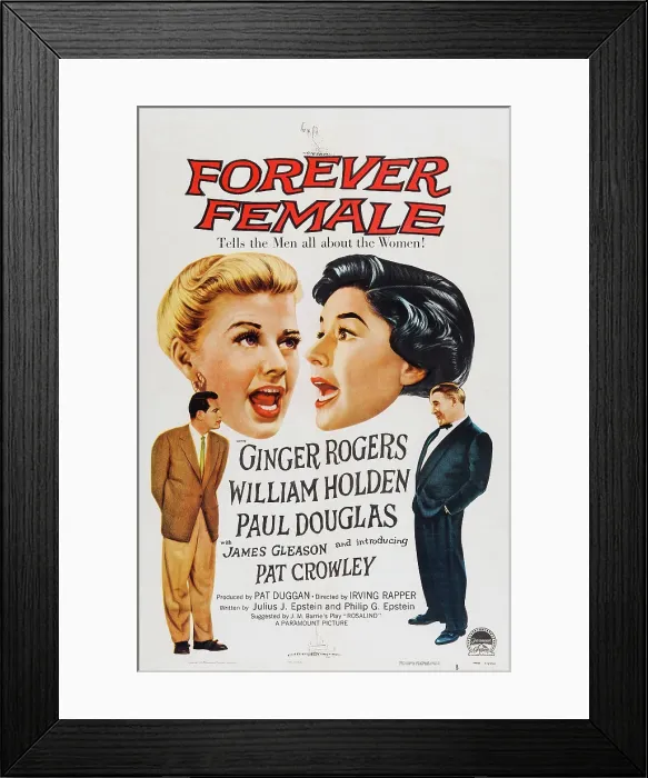 Framed Print : FOREVER FEMALE, top l-r: Ginger Rogers, Patricia Crowley, bottom l-r: William Holden, Paul Douglas on poster art, 1953