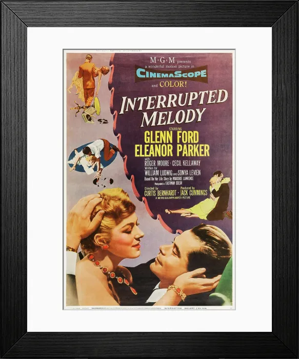 Framed Print : INTERRUPTED MELODY, l-r: Eleanor Parker, Glenn Ford on poster art, 1955
