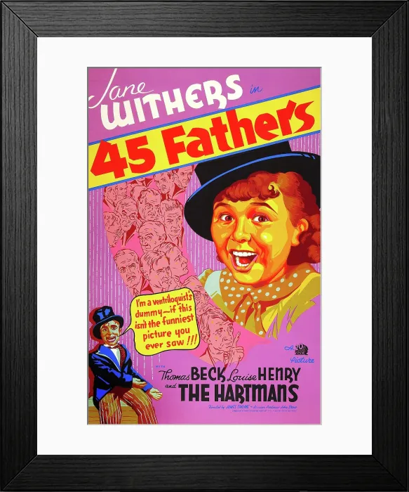 Framed Print : 45 FATHERS, (aka FORTY-FIVE FATHERS), Jane Withers on US poster art, 1937. TM & copyright 20th Century Fox Film Corp. All rights reserved / courtesy Everett Collection Framed Print : 45 FATHERS, (aka FORTY-FIVE FATHERS), Jane Withers on US poster art, 1937. TM & copyright 20th Century Fox Film Corp. All rights reserved / courtesy Everett Collection