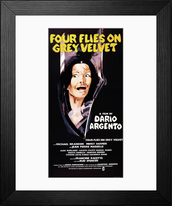 Framed Print : FOUR FLIES ON GREY VELVET, (aka 4 MOSCHE DI VELLUTO GRIGIO), US poster art, 1971
