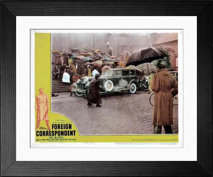 Framed Print : FOREIGN CORRESPONDENT, US lobbycard, Joel McCrea, Laraine Day, 1940 Framed Print : FOREIGN CORRESPONDENT, US lobbycard, Joel McCrea, Laraine Day, 1940