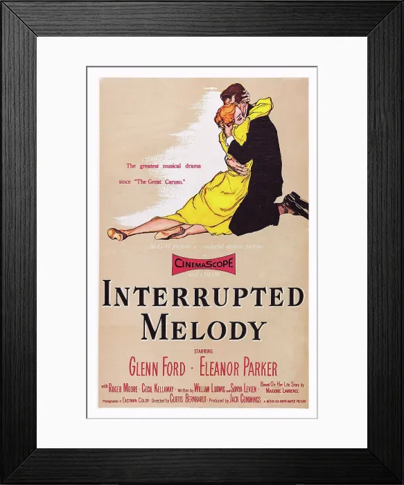 Framed Print : INTERRUPTED MELODY, US poster art, from left: Eleanor Parker, Glenn Ford, 1955