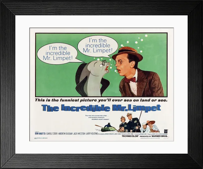 Framed Print : THE INCREDIBLE MR. LIMPET, US lobbycard, Don Knotts, 1964