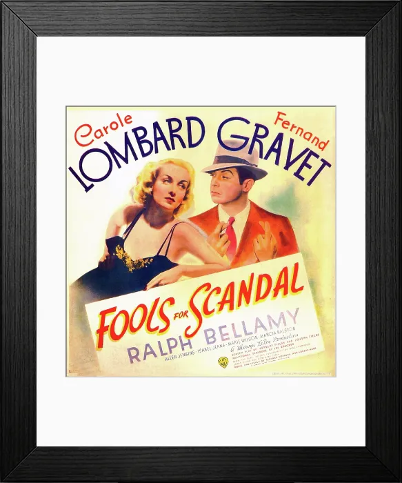 Framed Print : FOOLS FOR SCANDAL, US poster art, from left: Carole Lombard, Fernand Gravet, 1938
