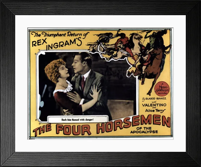 Framed Print : THE FOUR HORSEMEN OF THE APOCALYPSE, from left: Alice Terry, Rudolph Valentino, 1921