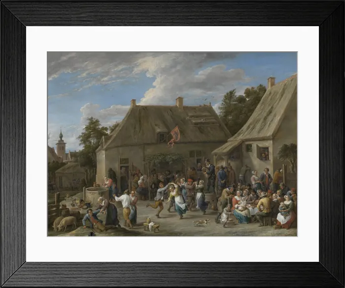 Framed Print : Peasant Kermis, by David Teniers (II), c. 1665 Flemish painting, oil on canvas. Peasants celebrating at a country festival