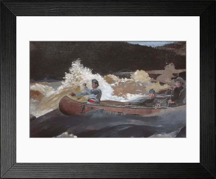 Framed Print : SHOOTING THE RAPIDS, SAGUENAY RIVER, by Winslow Homer, 1905-10, American painting, oil on canvas