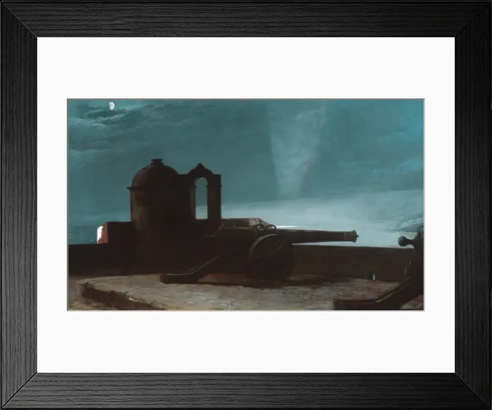 Framed Print : SEARCHLIGHT ON A HARBOR ENTRANCE, SATIAGO DE CUBA, by Winslow Homer, 1901, American oil painting