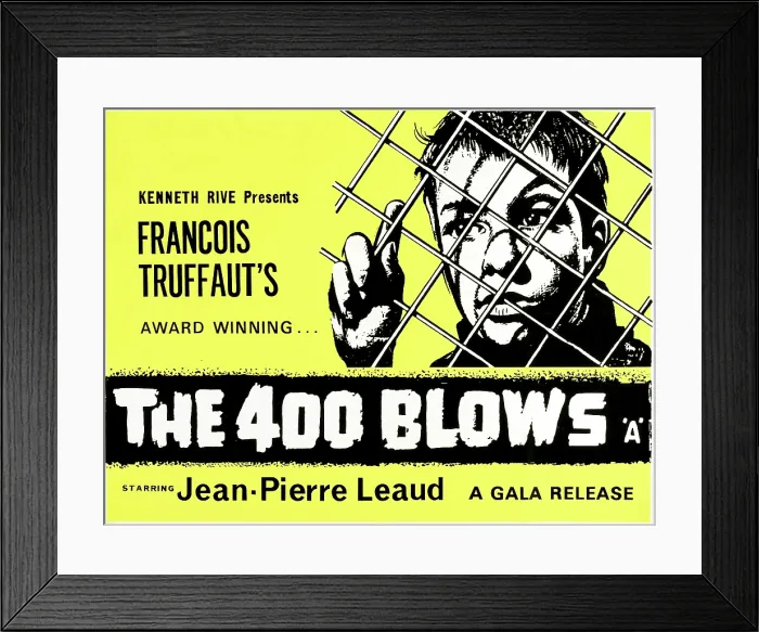 Framed Print : THE 400 BLOWS, (aka LES QUATRE CENTS COUPS), British poster, Jean-Pierre Leaud, 1959 Framed Print : THE 400 BLOWS, (aka LES QUATRE CENTS COUPS), British poster, Jean-Pierre Leaud, 1959