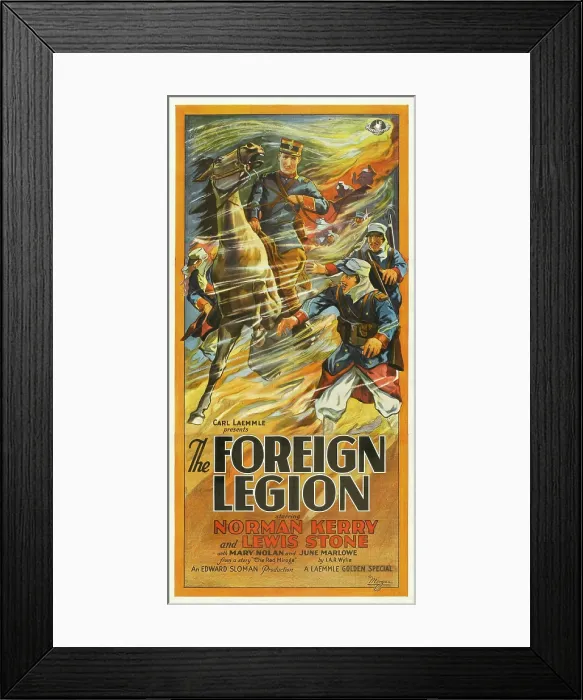 Framed Print : THE FOREIGN LEGION, 3-sheet poster, Norman Kerry (on horseback), 1928 Framed Print : THE FOREIGN LEGION, 3-sheet poster, Norman Kerry (on horseback), 1928