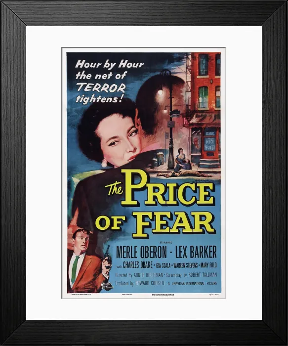 Framed Print : THE PRICE OF FEAR, from left: Merle Oberson, Lex Barker, 1956 Framed Print : THE PRICE OF FEAR, from left: Merle Oberson, Lex Barker, 1956